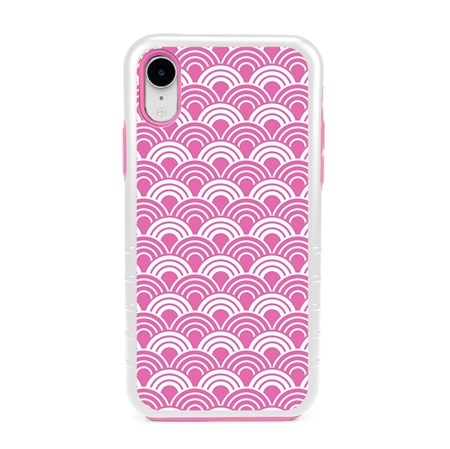 Guard Dog Pink Hybrid Cases for iPhone XR , Pink Fan Print, White/Pink Silicone
