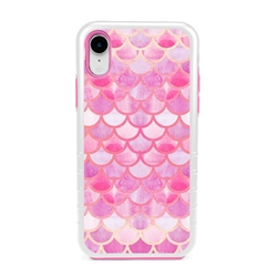 
Guard Dog Pink Hybrid Cases for iPhone XR , Pink Mermaid Scales, White/Pink Silicone