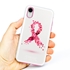 Guard Dog Pink Hybrid Cases for iPhone XR , Pink Petals Breast Cancer Ribbon, White/Pink Silicone
