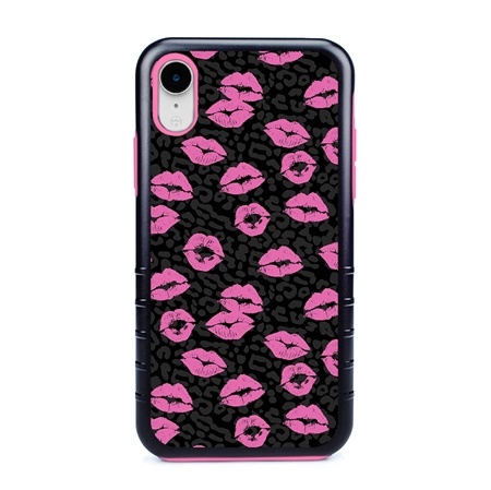 Guard Dog Pink Hybrid Cases for iPhone XR , Pink Lipstick, Black/Pink Silicone
