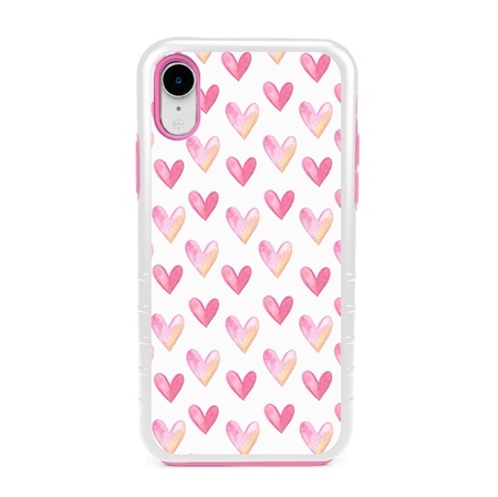 Guard Dog Pink Hybrid Cases for iPhone XR , Pink Sweet Hearts, White/Pink Silicone
