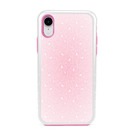 Guard Dog Pink Hybrid Cases for iPhone XR , Pale Pink Filigree, White/Pink Silicone
