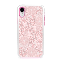 
Guard Dog Pink Hybrid Cases for iPhone XR , Dusty Rose Pink Lace, White/Pink Silicone
