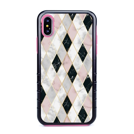 Guard Dog Pink Hybrid Cases for iPhone XS Max , Black and Pink Argyle, Black/Pink Silicone
