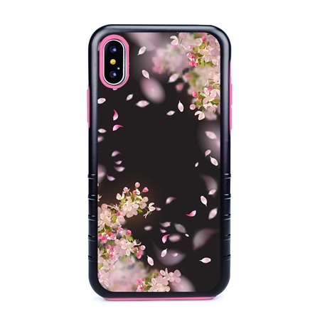 Guard Dog Pink Hybrid Cases for iPhone XS Max , Pink Spring Blossoms, Black/Pink Silicone
