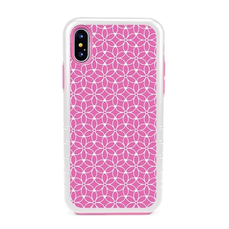 Guard Dog Pink Hybrid Cases for iPhone XS Max , Pink Flower of Life, White/Pink Silicone
