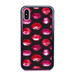 
Guard Dog Pink Hybrid Cases for iPhone XS Max , Pink Lipstick Kisses, Black/Pink Silicone