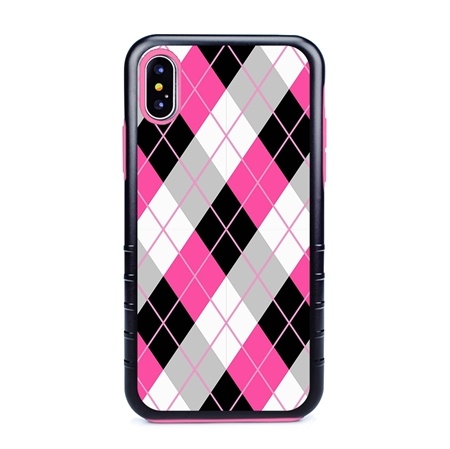 Guard Dog Pink Hybrid Cases for iPhone XS Max , Pink Tartan Plaid, Black/Pink Silicone
