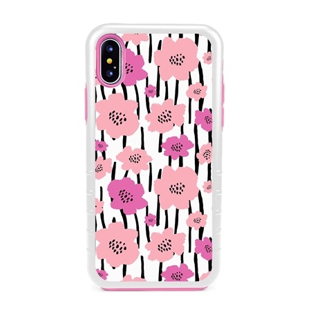 Guard Dog Pink Hybrid Cases for iPhone XS Max , Pink Poppy Flowers, White/Pink Silicone
