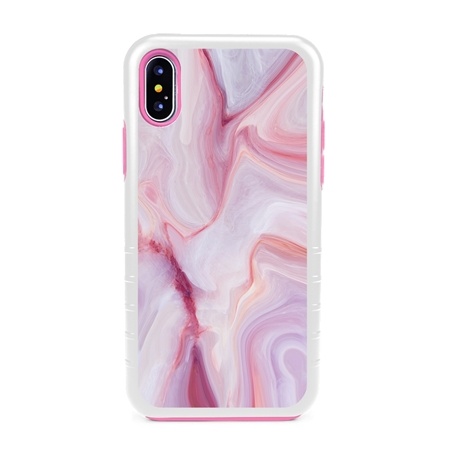 Guard Dog Pink Hybrid Cases for iPhone XS Max , Pink Marble, White/Pink Silicone
