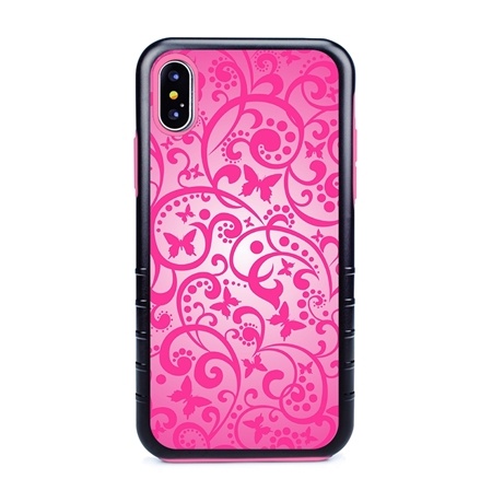 Guard Dog Pink Hybrid Cases for iPhone XS Max , Pink Butterfly, Black/Pink Silicone

