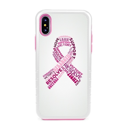 Guard Dog Pink Hybrid Cases for iPhone XS Max , Pink Courage Breast Cancer Ribbon, White/Pink Silicone

