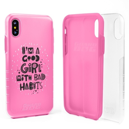 Guard Dog Pink Hybrid Cases for iPhone XS Max , Bad Pink Habit, Clear/Pink Silicone

