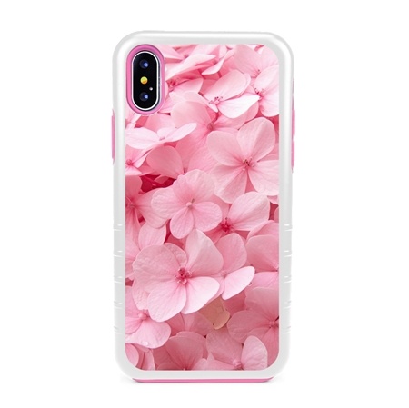 Guard Dog Pink Hybrid Cases for iPhone XS Max , Soft Pink Flower Petals, White/Pink Silicone
