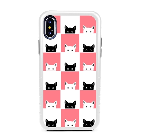 Guard Dog Checkerboard Kitties Hybrid Phone Case for iPhone X / XS 
