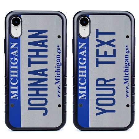 Personalized License Plate Case for iPhone XR – Hybrid Michigan
