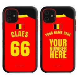 
Personalized Belgium Soccer Jersey Case for iPhone 11 – Hybrid – (Black Case, Red Silicone)