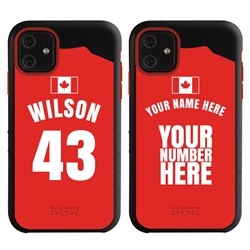 
Personalized Canada Soccer Jersey Case for iPhone 11 – Hybrid – (Black Case, Red Silicone)