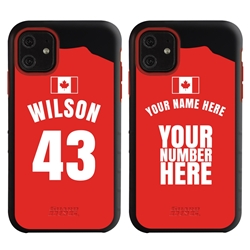 
Personalized Canada Soccer Jersey Case for iPhone 11 – Hybrid – (Black Case, Red Silicone)