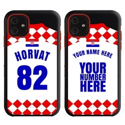 
Personalized Croatia Soccer Jersey Case for iPhone 11 – Hybrid – (Black Case, Red Silicone)