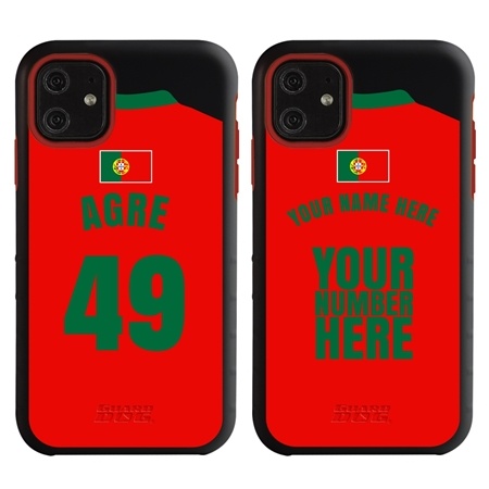 Personalized Portugal Soccer Jersey Case for iPhone 11 – Hybrid – (Black Case, Red Silicone)
