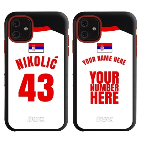 Personalized Serbia Soccer Jersey Case for iPhone 11 – Hybrid – (Black Case, Red Silicone)
