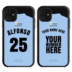 
Personalized Uruguay Soccer Jersey Case for iPhone 11 – Hybrid – (Black Case, Dark Blue Silicone)