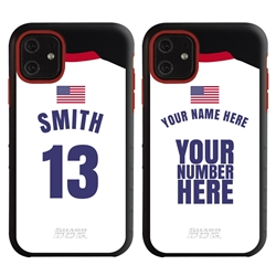 
Personalized USA Soccer Jersey Case for iPhone 11 – Hybrid – (Black Case, Red Silicone)