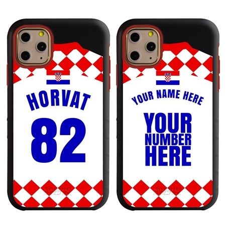 Personalized Croatia Soccer Jersey Case for iPhone 11 Pro – Hybrid – (Black Case, Red Silicone)
