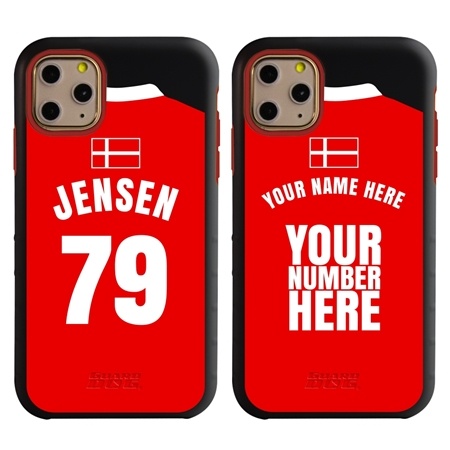 Personalized Denmark Soccer Jersey Case for iPhone 11 Pro – Hybrid – (Black Case, Red Silicone)
