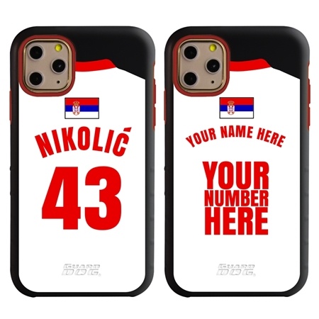 Personalized Serbia Soccer Jersey Case for iPhone 11 Pro – Hybrid – (Black Case, Red Silicone)
