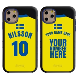 
Personalized Sweden Soccer Jersey Case for iPhone 11 Pro – Hybrid – (Black Case, Blue Silicone)