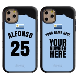 
Personalized Uruguay Soccer Jersey Case for iPhone 11 Pro – Hybrid – (Black Case, Dark Blue Silicone)