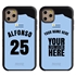 Personalized Uruguay Soccer Jersey Case for iPhone 11 Pro – Hybrid – (Black Case, Dark Blue Silicone)
