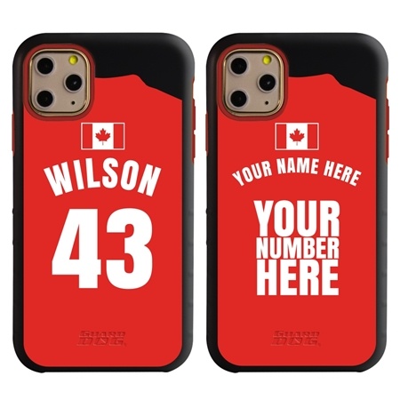 Personalized Canada Soccer Jersey Case for iPhone 11 Pro Max – Hybrid – (Black Case, Red Silicone)
