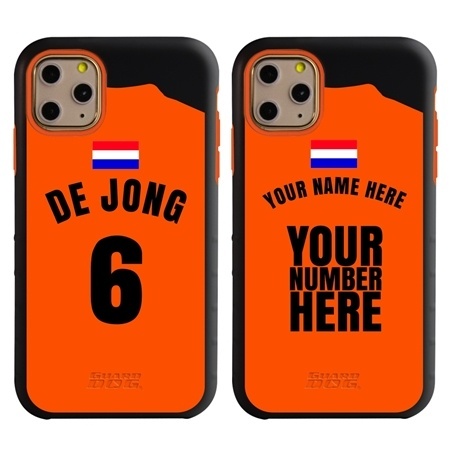 Personalized Netherlands Soccer Jersey Case for iPhone 11 Pro Max – Hybrid – (Black Case, Orange Silicone)
