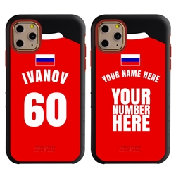 
Personalized Russia Soccer Jersey Case for iPhone 11 Pro Max – Hybrid – (Black Case, Red Silicone)