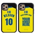 Personalized Sweden Soccer Jersey Case for iPhone 11 Pro Max – Hybrid – (Black Case, Blue Silicone)
