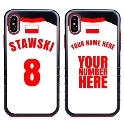 
Personalized Poland Soccer Jersey Case for iPhone X/Xs – Hybrid – (Black Case, Red Silicone)