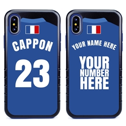 
Personalized France Soccer Jersey Case for iPhone X/Xs – Hybrid – (Black Case, Blue Silicone)