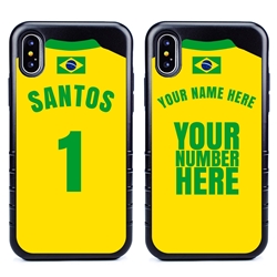 
Personalized Brazil Soccer Jersey Case for iPhone X/Xs – Hybrid – (Black Case, Black Silicone)