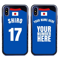 
Personalized Japan Soccer Jersey Case for iPhone X/Xs – Hybrid – (Black Case, Blue Silicone)