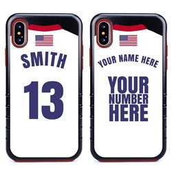 
Personalized USA Soccer Jersey Case for iPhone X/Xs – Hybrid – (Black Case, Red Silicone)