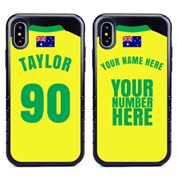 
Personalized Australia Soccer Jersey Case for iPhone X/Xs – Hybrid – (Black Case, Black Silicone)