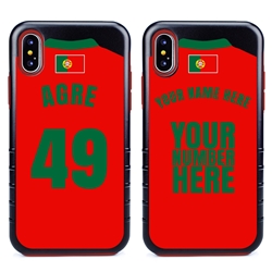 
Personalized Portugal Soccer Jersey Case for iPhone X/Xs – Hybrid – (Black Case, Red Silicone)