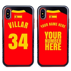 
Personalized Spain Soccer Jersey Case for iPhone X/Xs – Hybrid – (Black Case, Red Silicone)