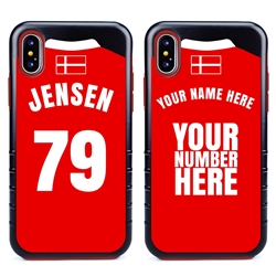 
Personalized Denmark Soccer Jersey Case for iPhone X/Xs – Hybrid – (Black Case, Red Silicone)