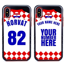 
Personalized Croatia Soccer Jersey Case for iPhone X/Xs – Hybrid – (Black Case, Red Silicone)