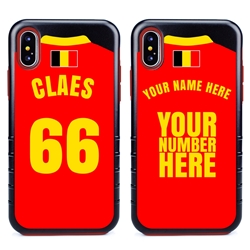 
Personalized Belgium Soccer Jersey Case for iPhone X/Xs – Hybrid – (Black Case, Red Silicone)