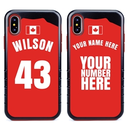 
Personalized Canada Soccer Jersey Case for iPhone X/Xs – Hybrid – (Black Case, Red Silicone)
